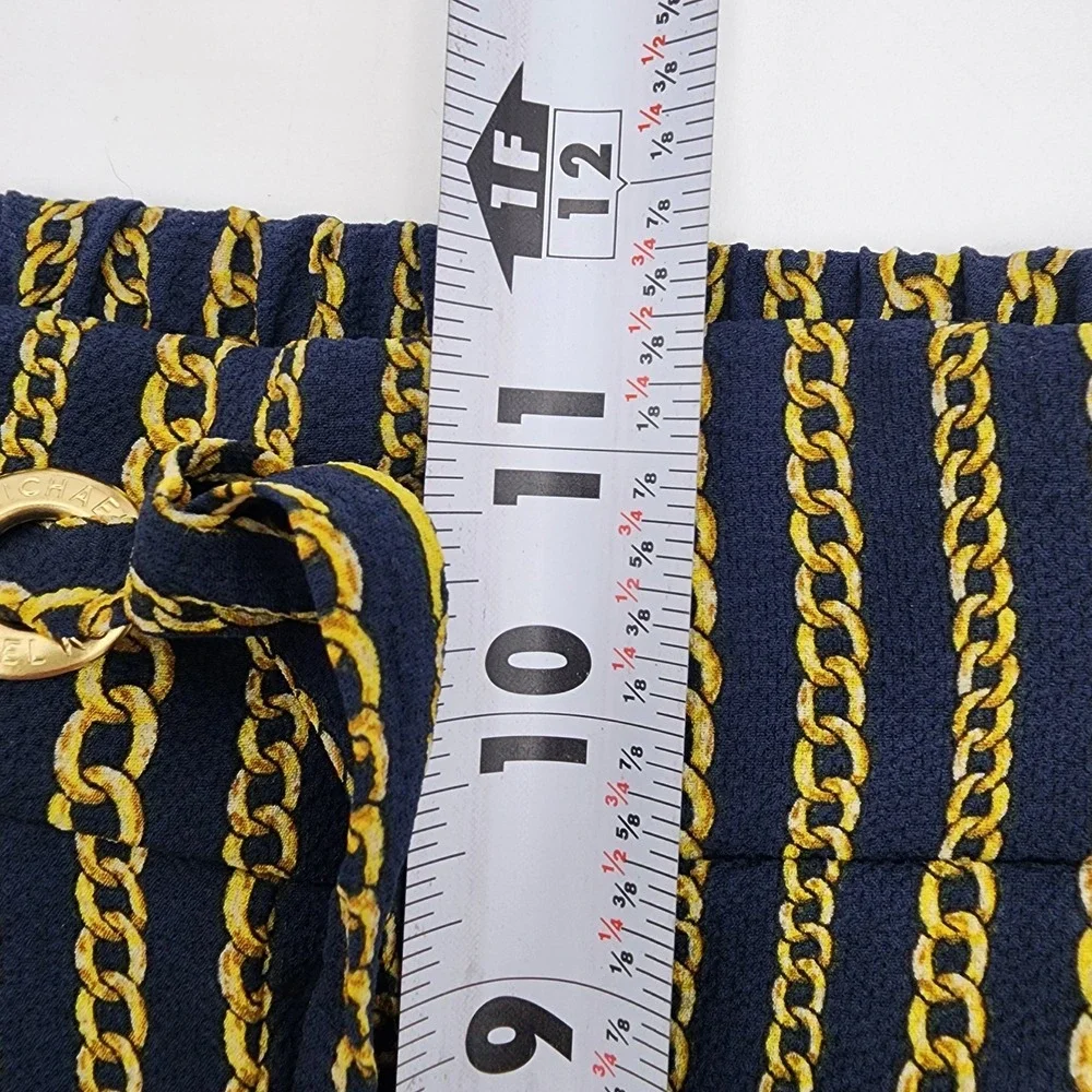 Michael Kors Pants Woman's Medium Chain Link Midnight Blue Elastic Waist Garment